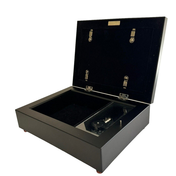 Vintage Sankyo Wooden Musical Jewelry Box with Picture Frame on Lid Velvet Lined - Picture 3 of 9